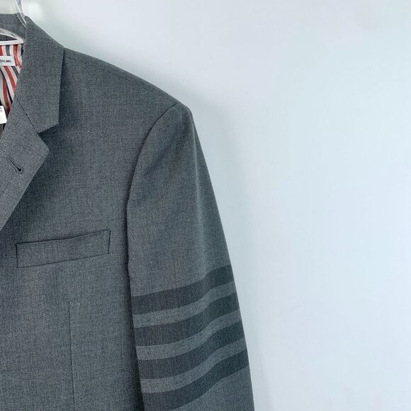 CM0373 Thom Browne Gray Wool Blazer With 4-Bar Stripe - Picture 3 of 7